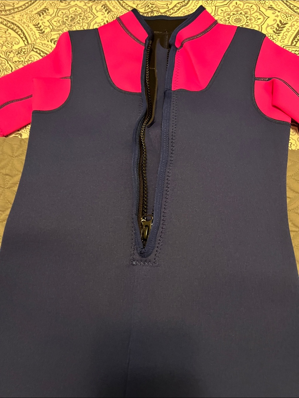 Kids Navy and Pink Front-Zip shortie Wetsuit - Kids Swim